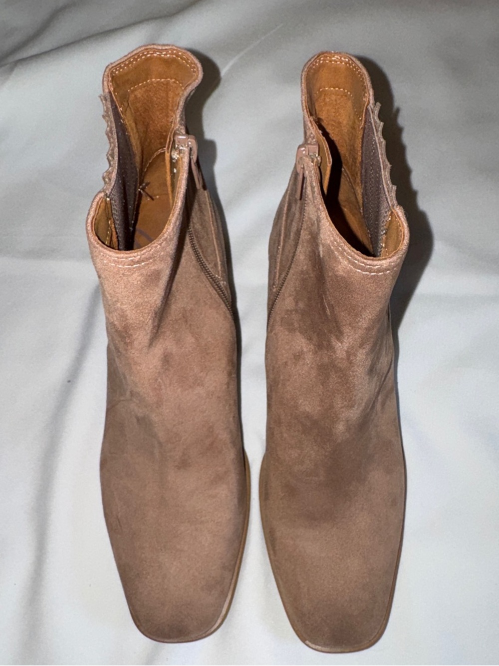 Zodiac Suede Ankle Booties in Taupe Brown